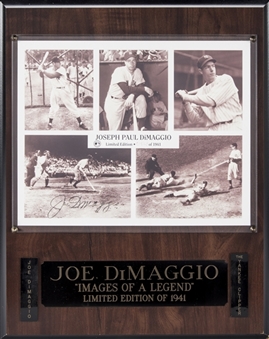 Joe DiMaggio Signed Photo Mounted onto 12x15 Plaque (Beckett)